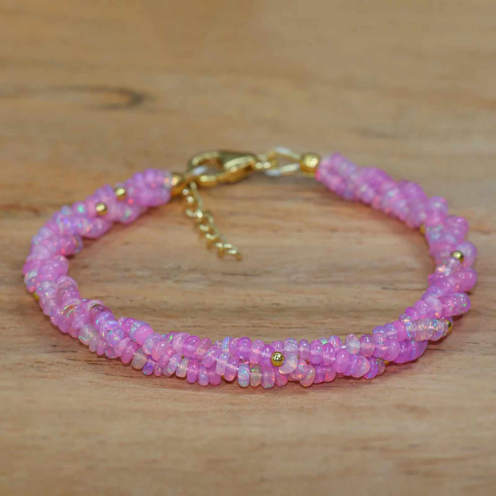 Purple Opal Gemstone Beaded twist Bracelet, Natural Ethiopian Fire Opal Beads