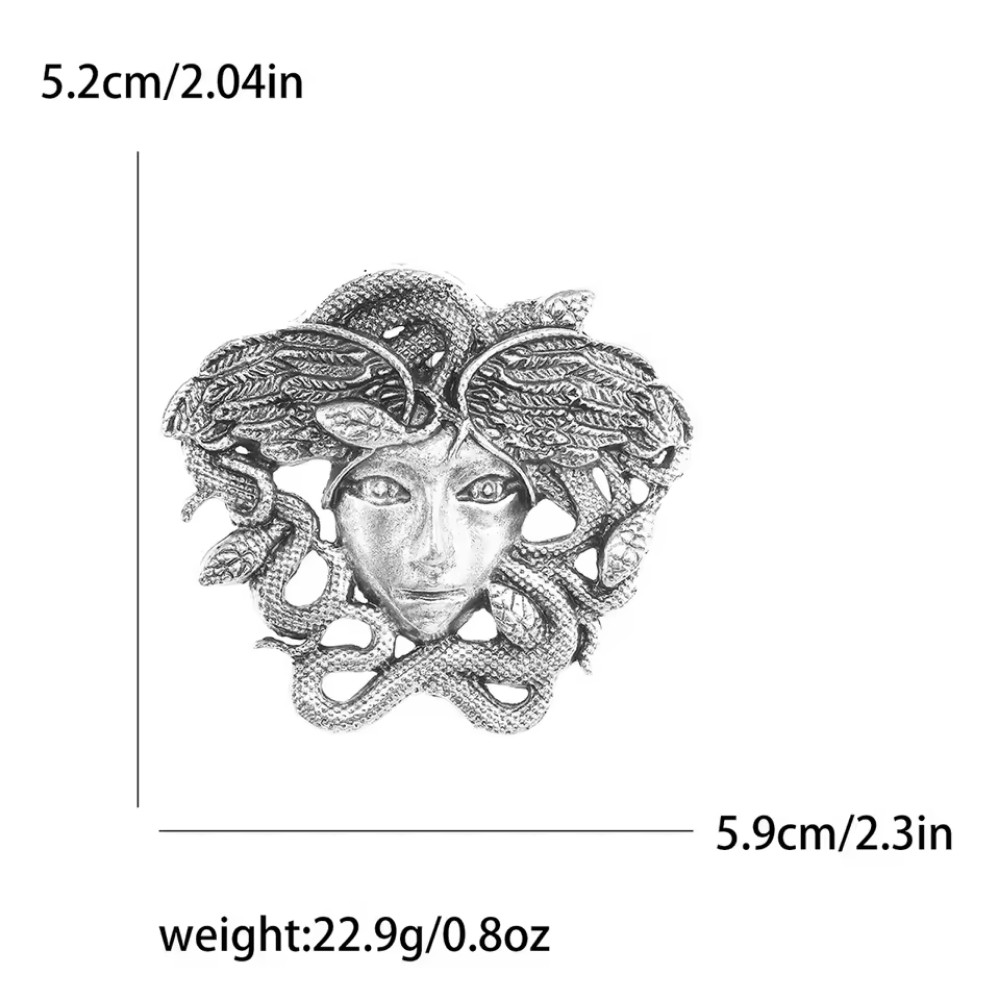 Halloween Gold Medusa Snake Hair Brooch Pin Gothic Horror Costume Jewelry Gift