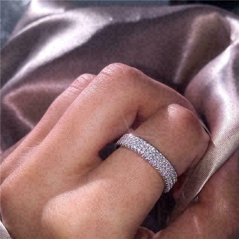 2Ct Round Cut Simulated Diamond Eternity Wedding Band Ring 14K White Gold Plated