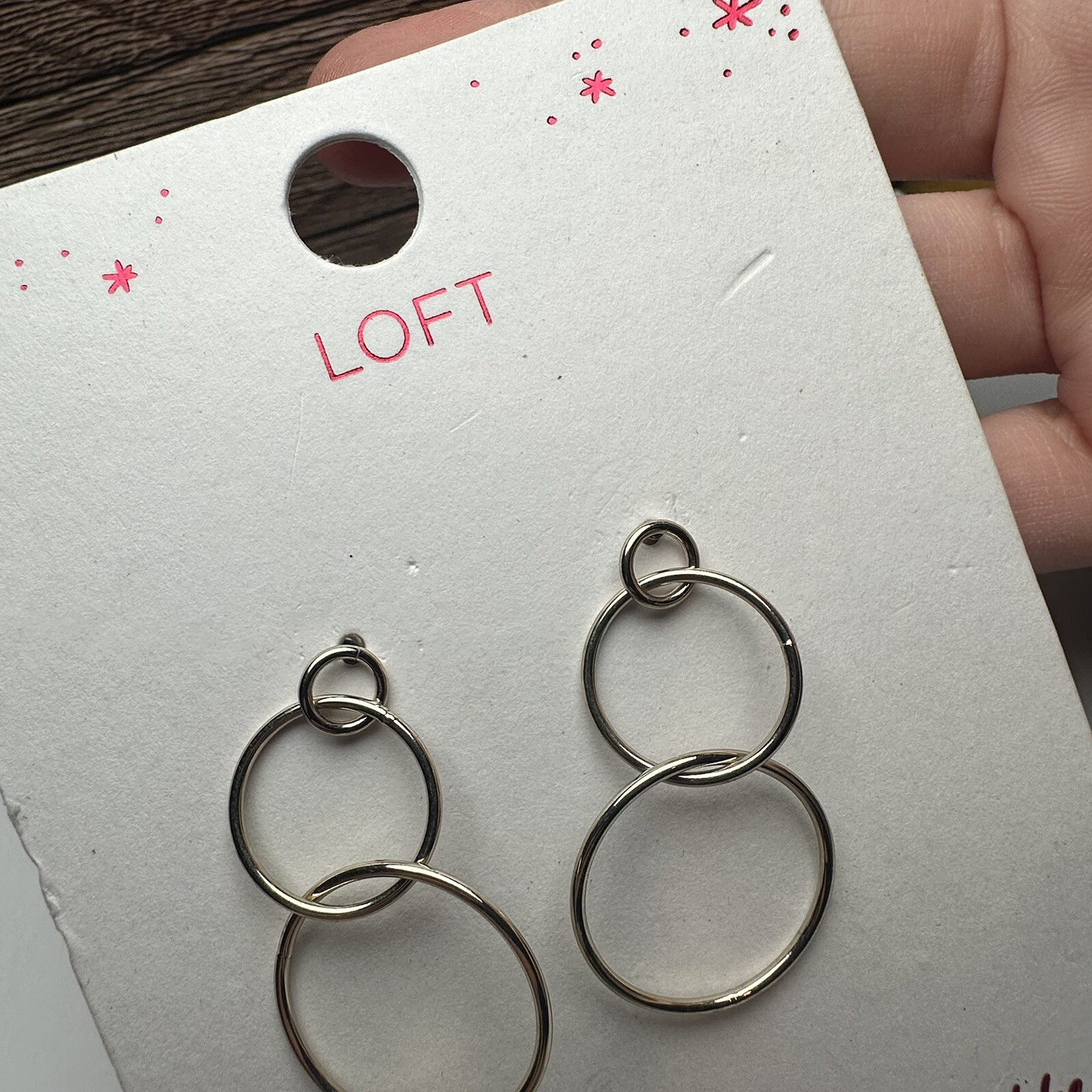 LOFT Circle Loop Dangle Drop Pierced Earrings NWT