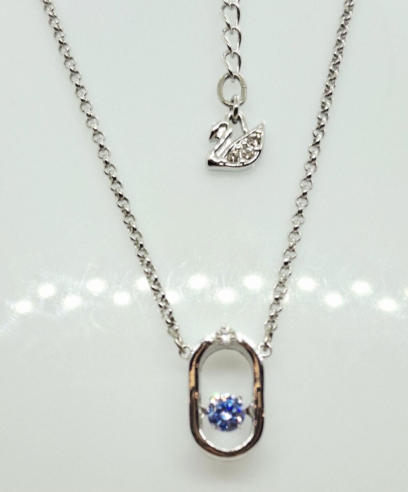 SWAROVSKI BLUE DANCING CRYSTAL NORTH NECKLACE 14 INCH WITH EXTENDER
