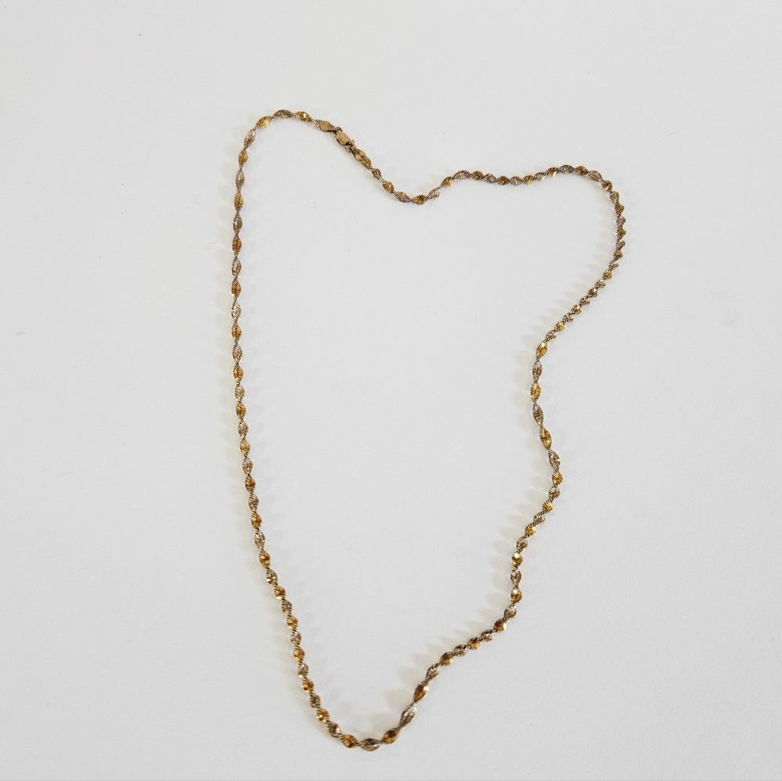 Vintage Danecraft Italy Sterling Silver 925 Two Tone Twist Herringbone Necklace