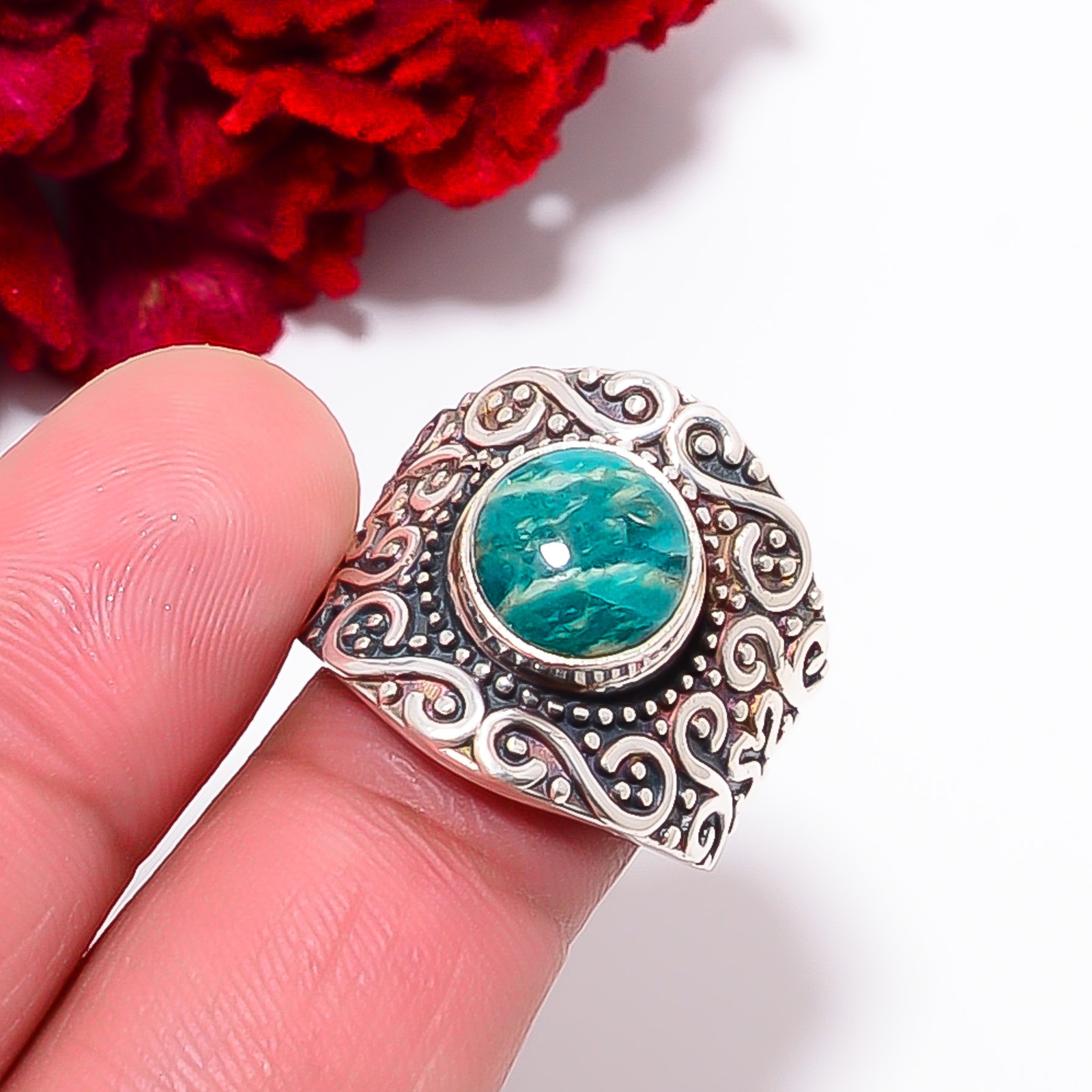 Amazonite – Colorado Mines Designer Handmade 925 Sterling Silver Ring S.8 R98329
