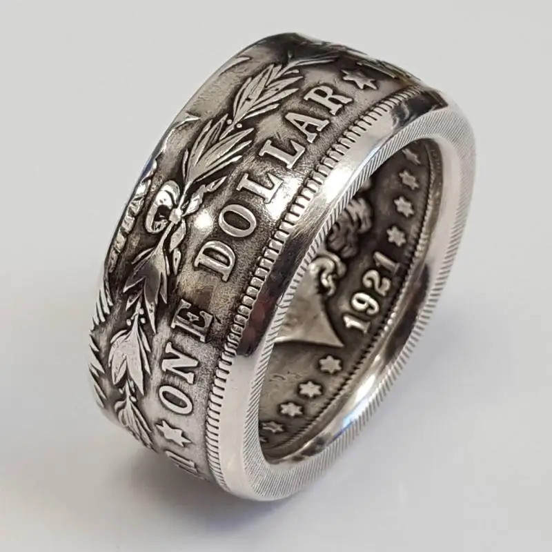 Silver Dollar Coin Ring Size 6-13 Handmade Crafted Rare Silver Morgan Men Rings