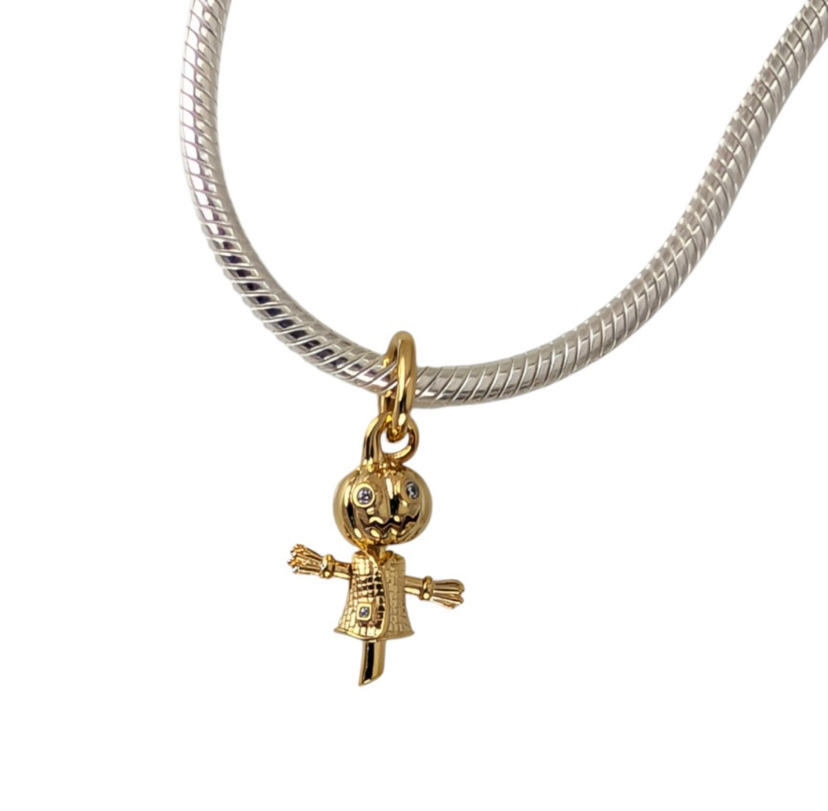 New 100% Authentic PANDORA 14k Gold Pumpkin Head Scarecrow Dangle Charm764770C01