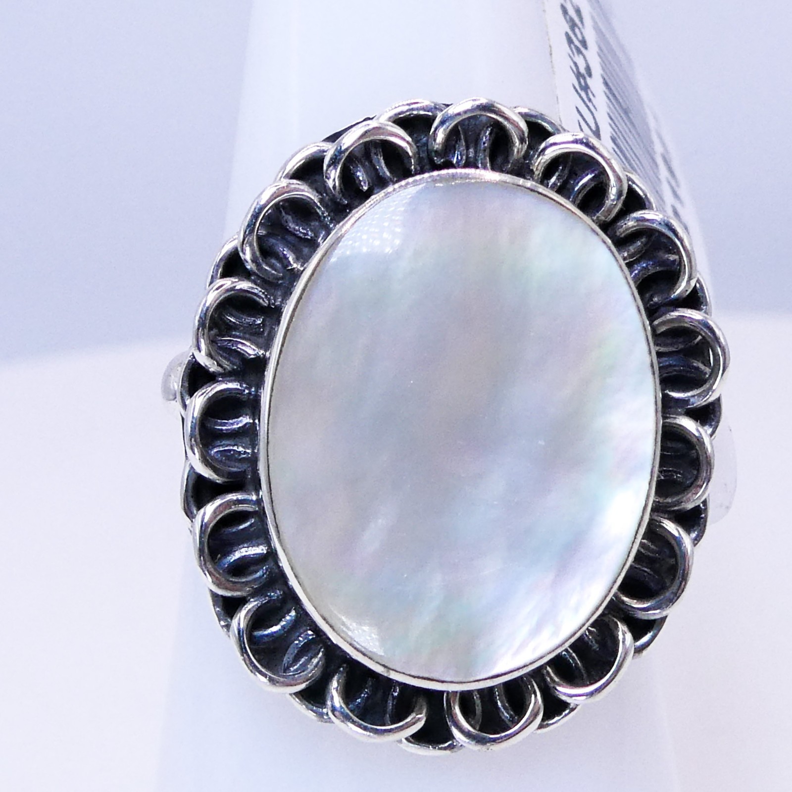 New Sterling Silver 925 Mother Of Pearl Filigree Womens Sz 10 Band Ring D’Joy