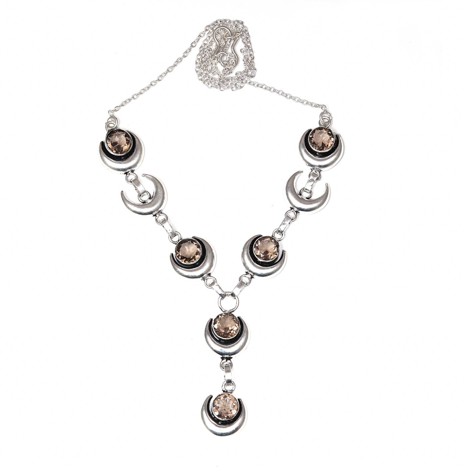 Smoky Quartz Gemstone Handmade Ethnic Jewelry Necklace Set 18-20”