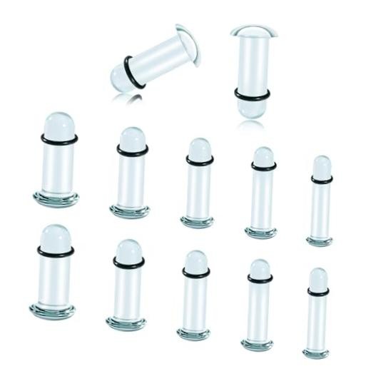 Glass Ear Stretching Kit 0.5mm Increment Gauges 4mm-6mm (6g-2g) Transparent