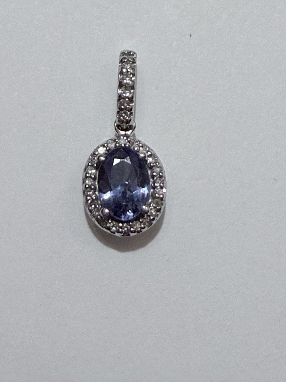 Tanzanite Effy Estate 14k White Gold Diamond Halo Stamped BH Oval Cut Pendant
