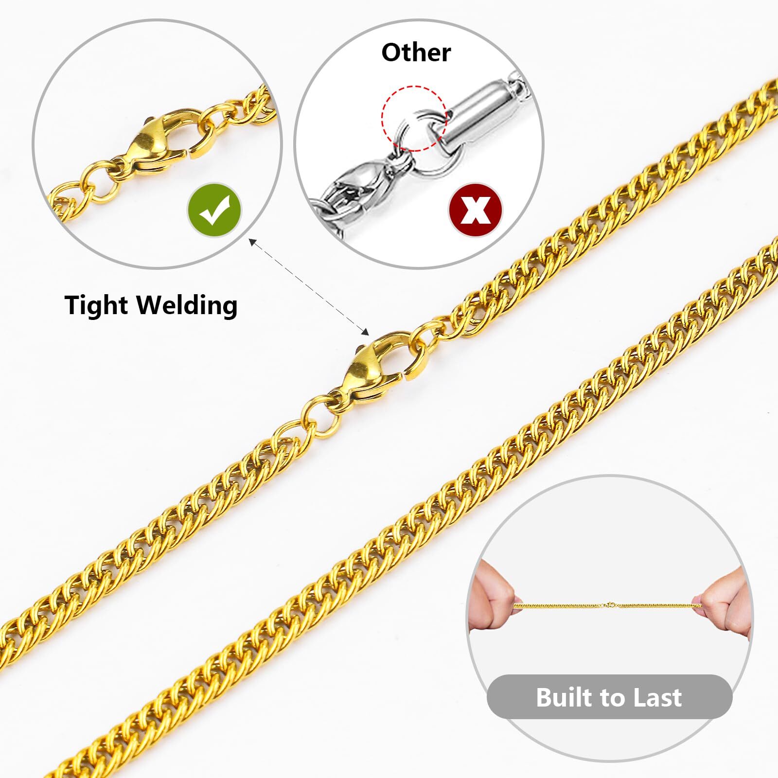 Men Women Boy Cross Necklace Stainless Steel Boy Plain Pendant Cuban Chain Gift