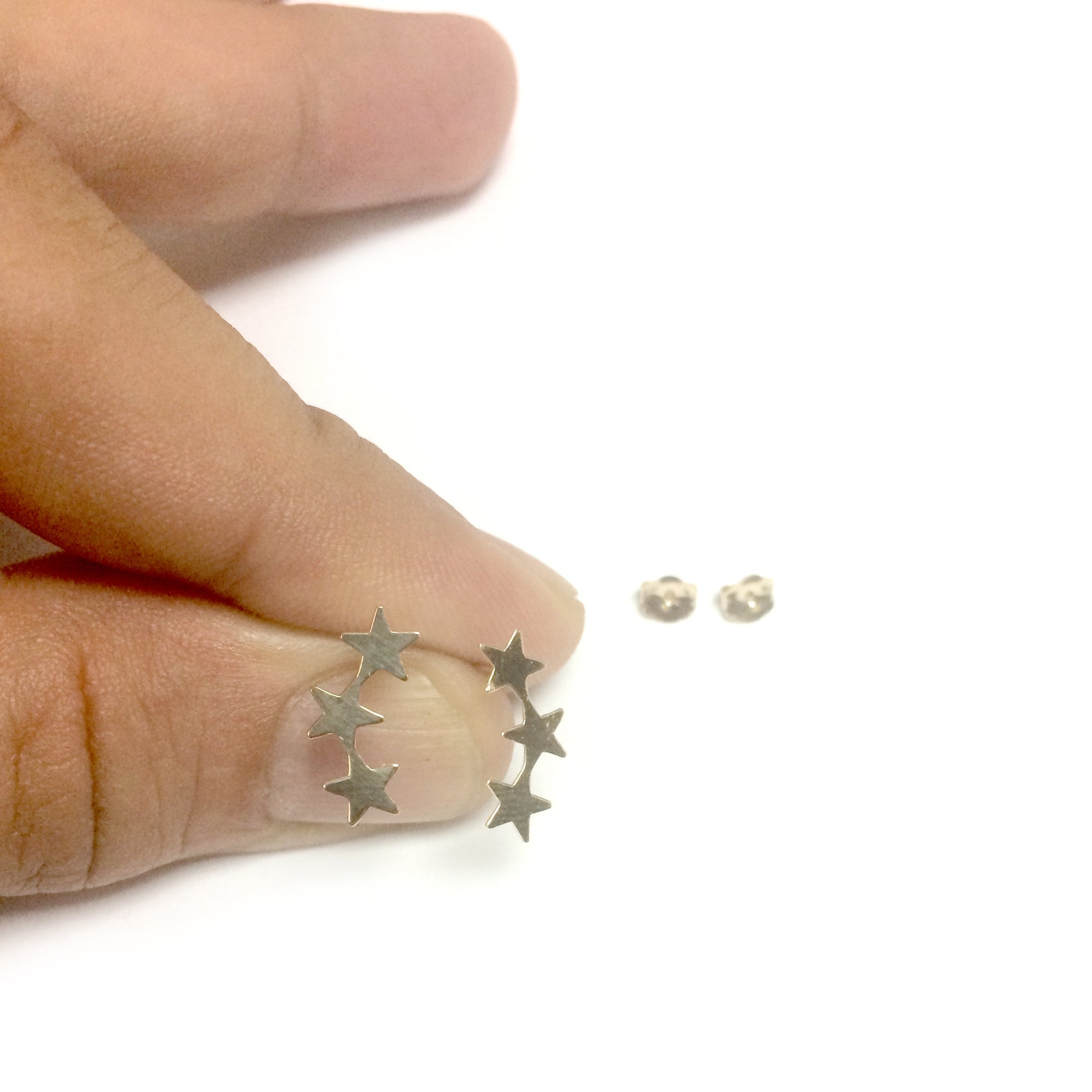 14K Yellow Gold 3 Star Climber Stud Earrings