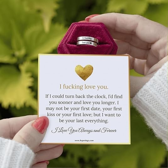 I F♡Cking Love You Ring for Women, Hope Rings Adjustable Stainless Steel Silver