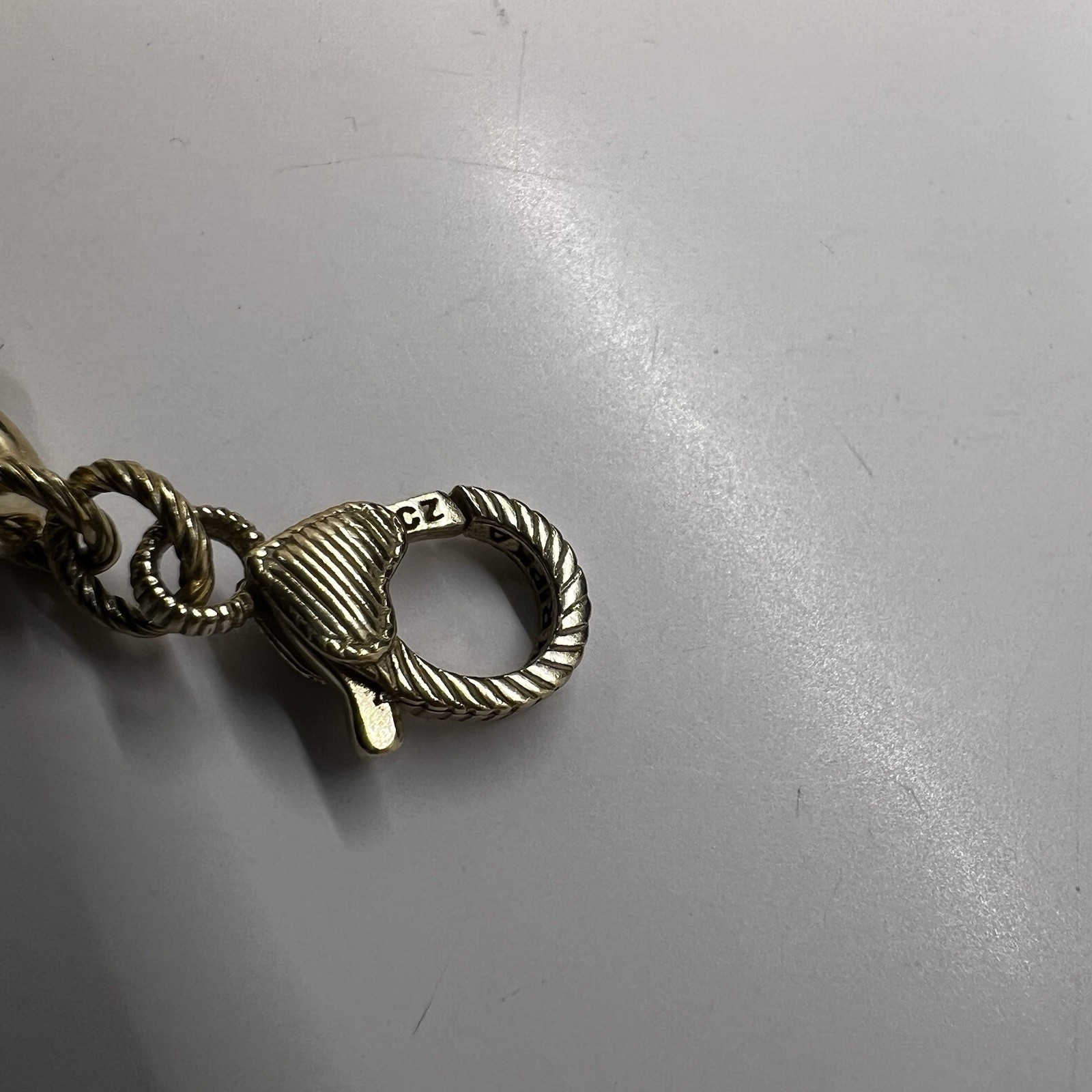 Judith Ripka Sterling Silver CZ Accents Gold Plated Verona Romance Link Bracelet