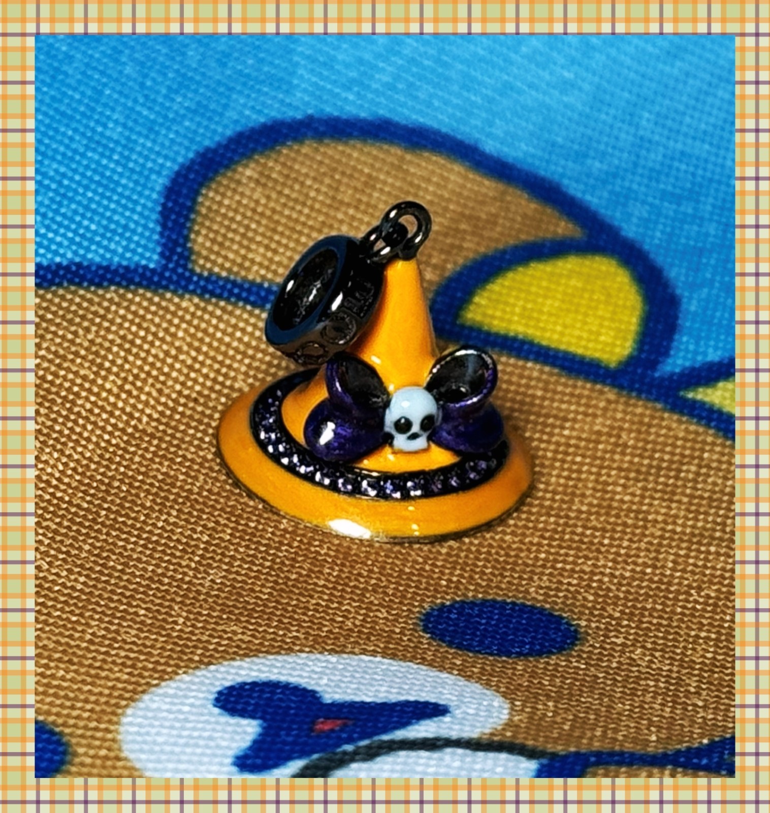 Gnoce Magic Hat Witch Skull Halloween Dangle Bead Charm Sterling Silver S925 CZ
