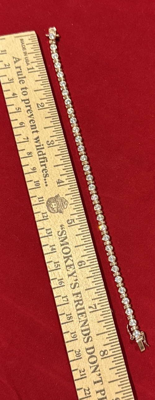 Rose Gold Over Sterling Silver .925 CZ Tennis Bracelet – 8.25in – 17.8g TW