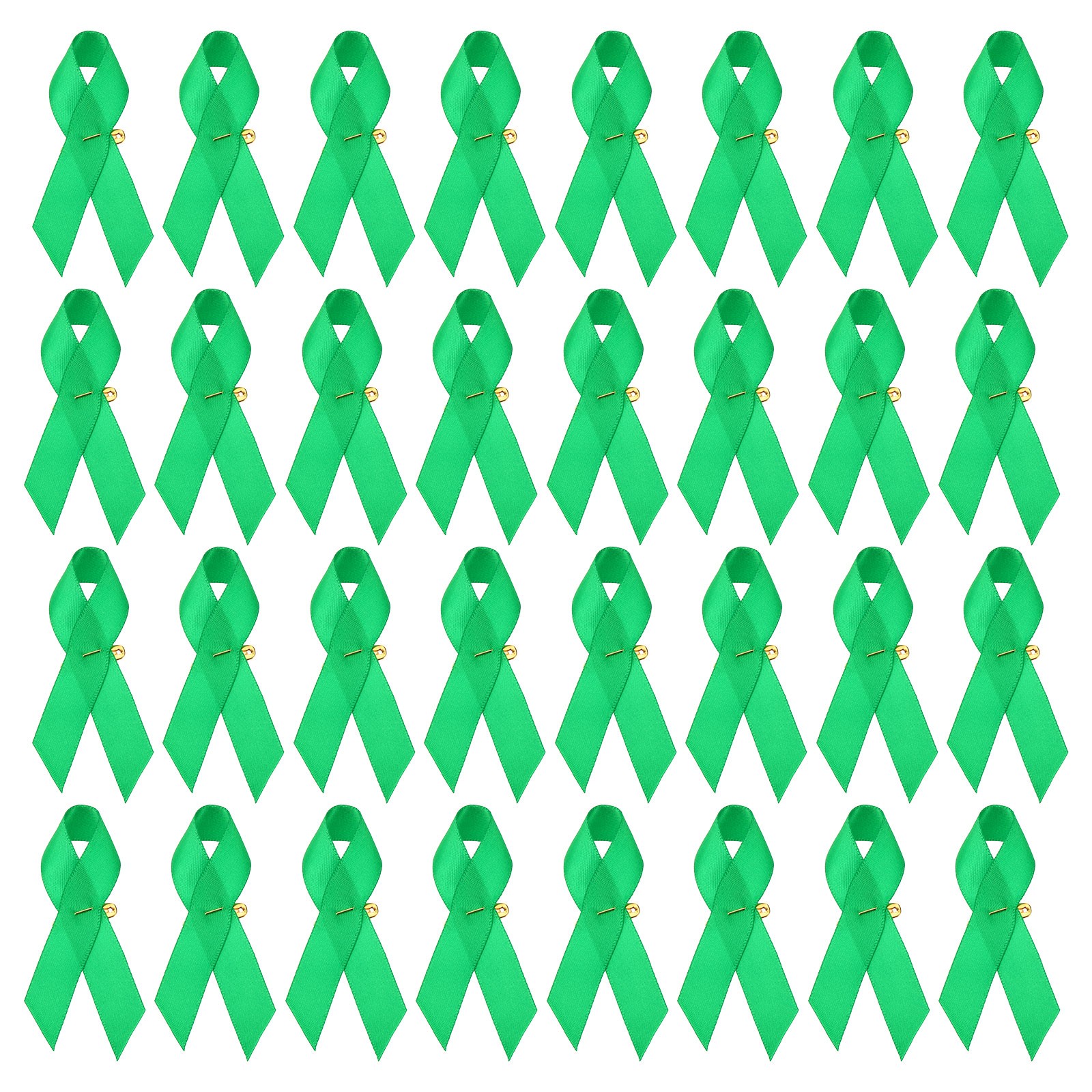 50 Pieces Green Polyester Ribbon Satin with Safety Pins