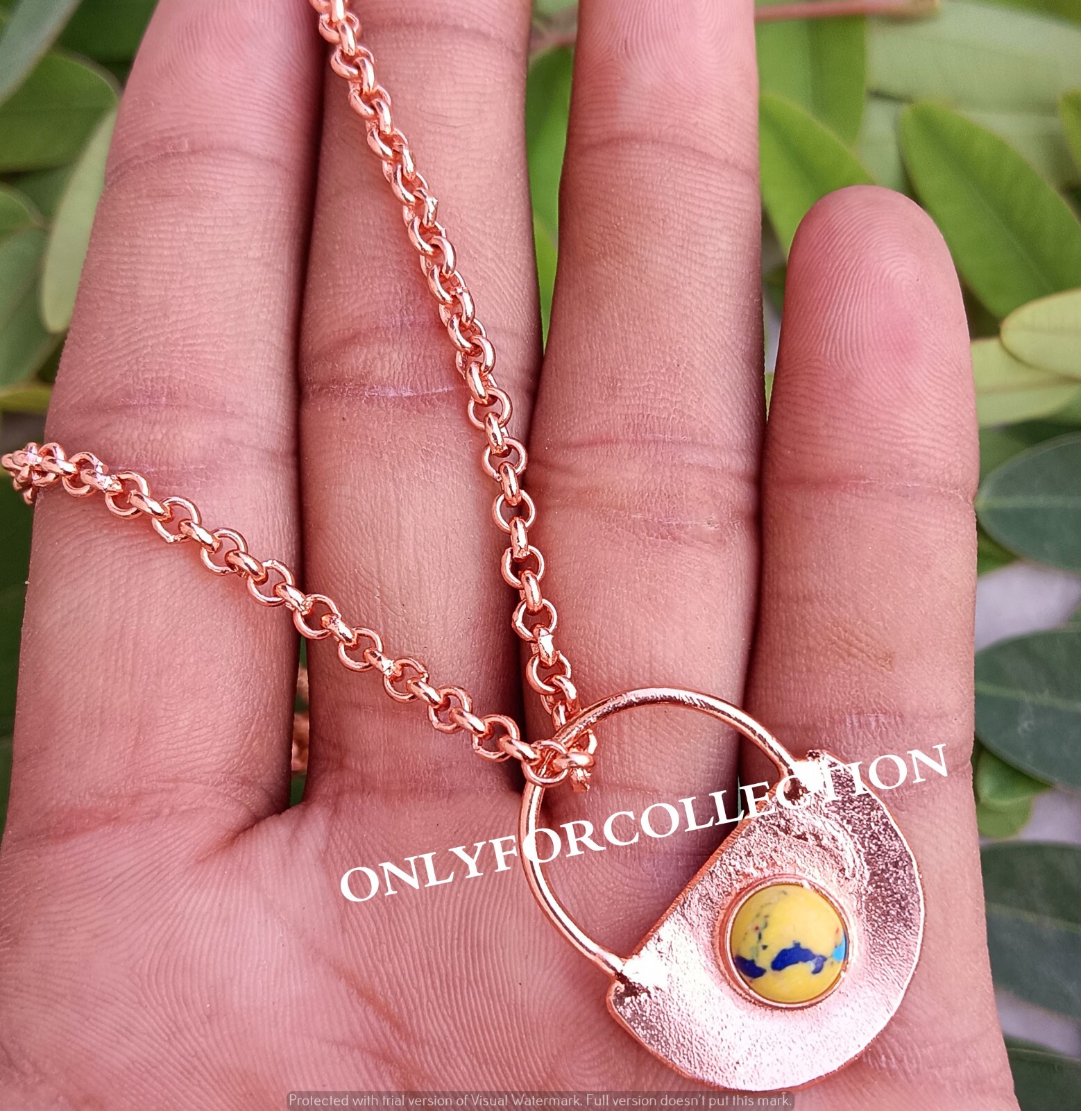 Mosaic Jasper Gemstone Pure Copper Anti Depression Lock 1 PC Pendant With Chain