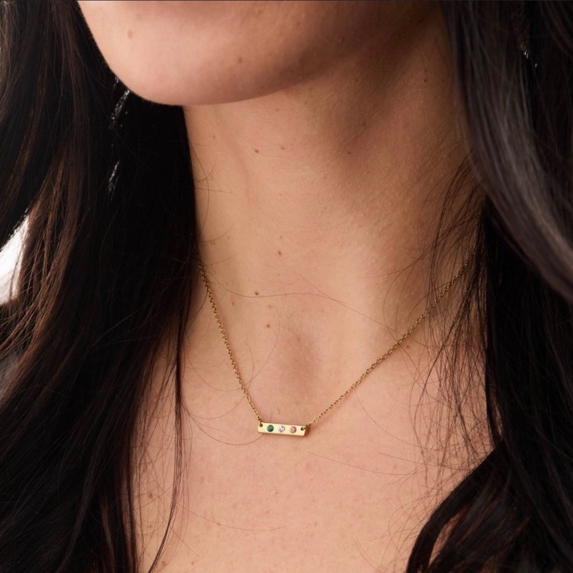 Tiny Tags Luck of the Irish Gold Tone 3 Stone Bar Necklace NEW