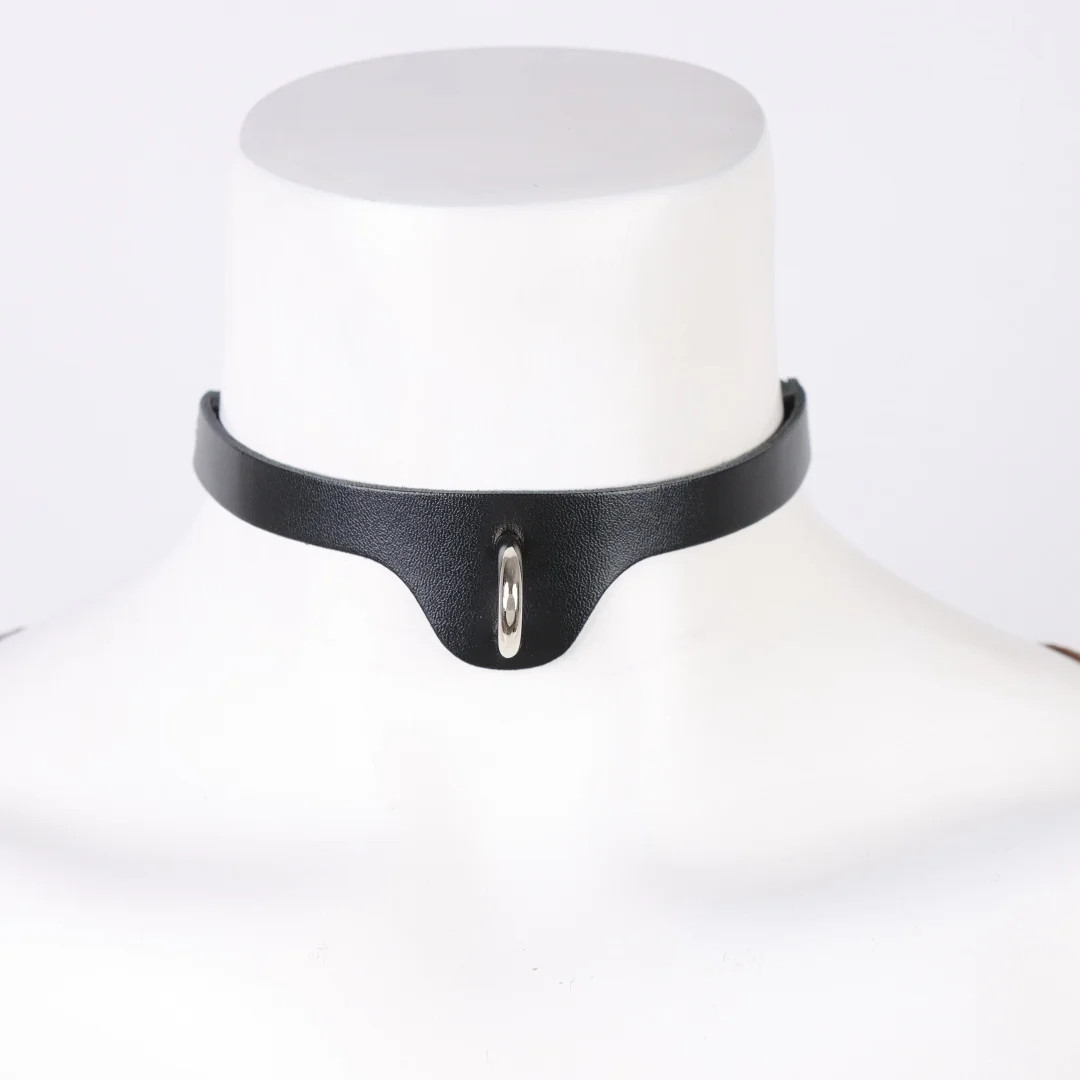 Sexy Harajuku PU Leather Collar Belt Pendant Necklaces Women Punk Neck Choker