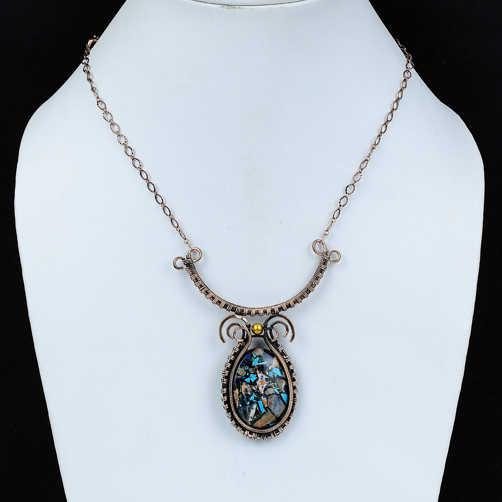 Multi Turquoise Wire Wrapped Adjustable Handcrafted Copper Ethnic Gift 18.0″