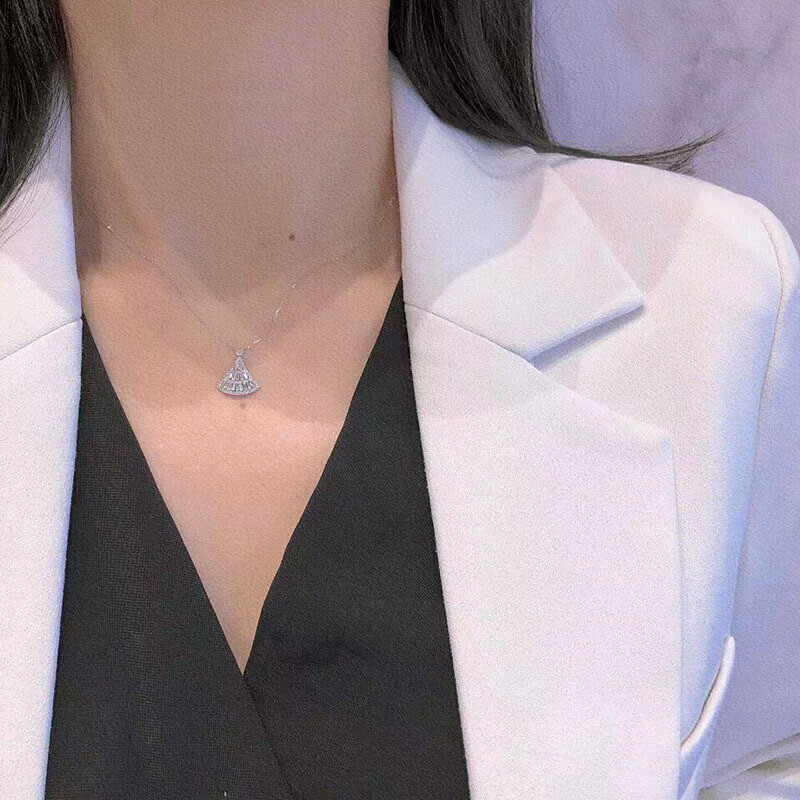 Fashion Women 925 Silver Filled Wedding Necklace Pendant Cubic Zirconia Jewelry