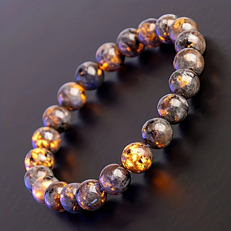 Natural Yooperlite Bracelet Flame With UV Light Reactive Adjustable Stretch Bead