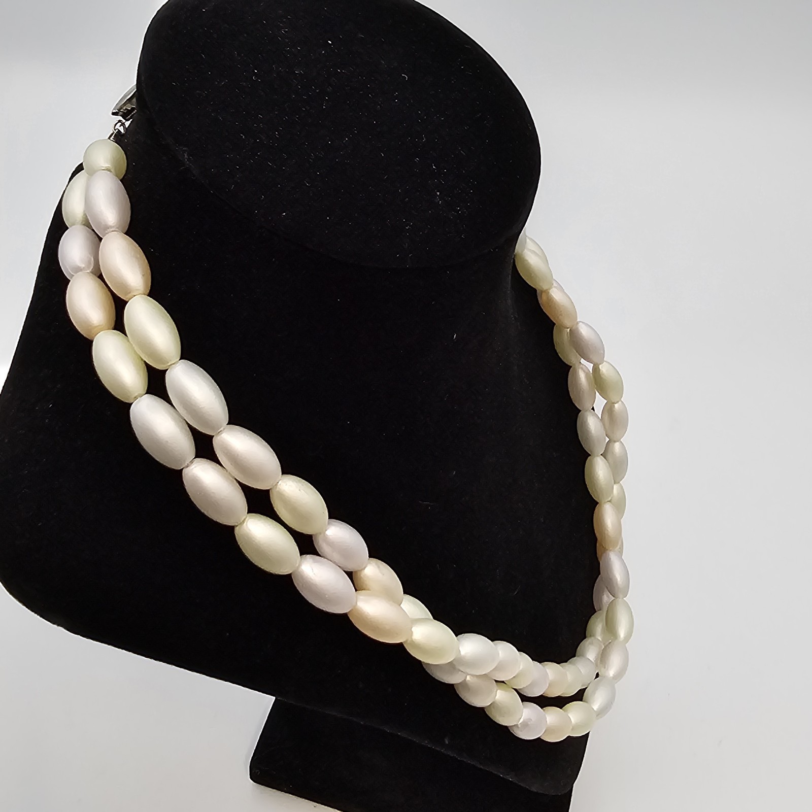 Double Strand Faux Pearl Necklace Oval Beads Classic Wedding Formal