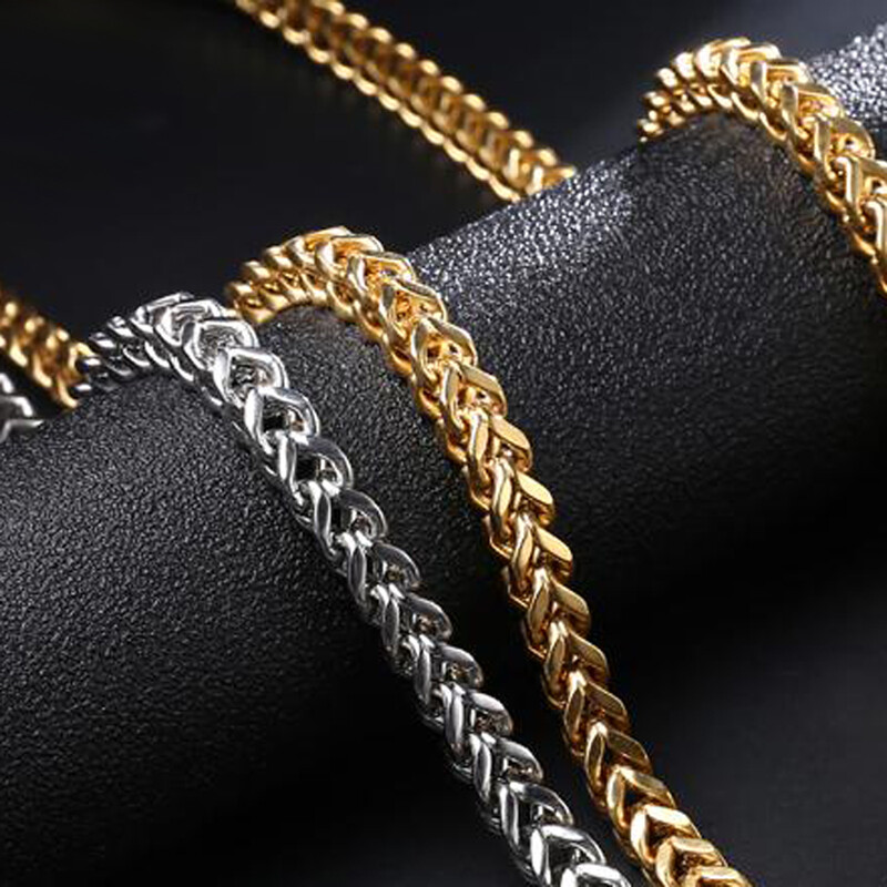 Men Stainless Steel Necklace Franco Gold/Silver/Black Plated Chain#C15