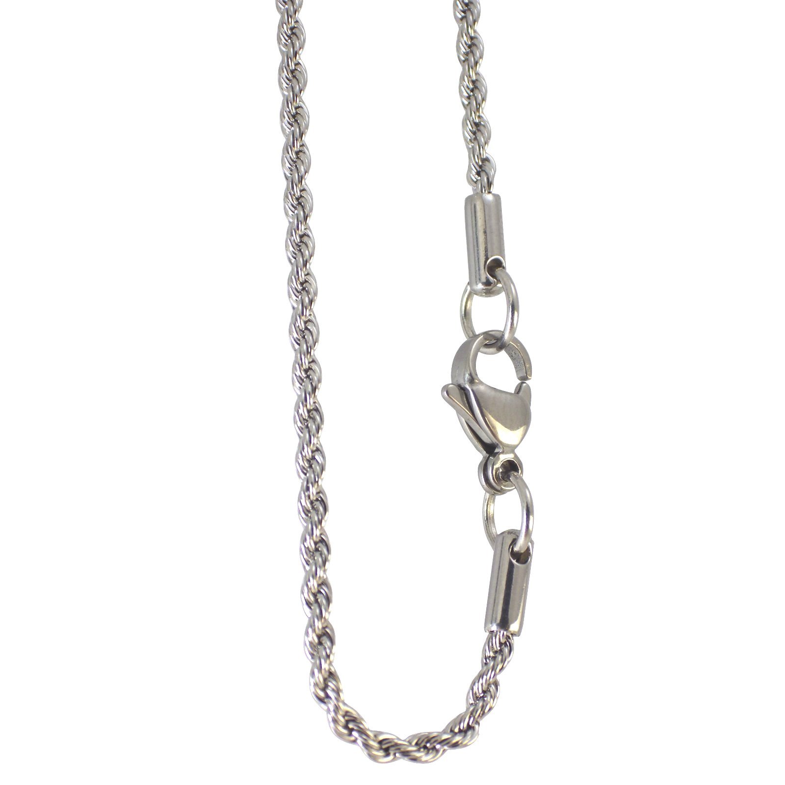 Rope Chain Necklace Surgical Stainless Steel 2mm 16-24 Inch Hypoallergenic