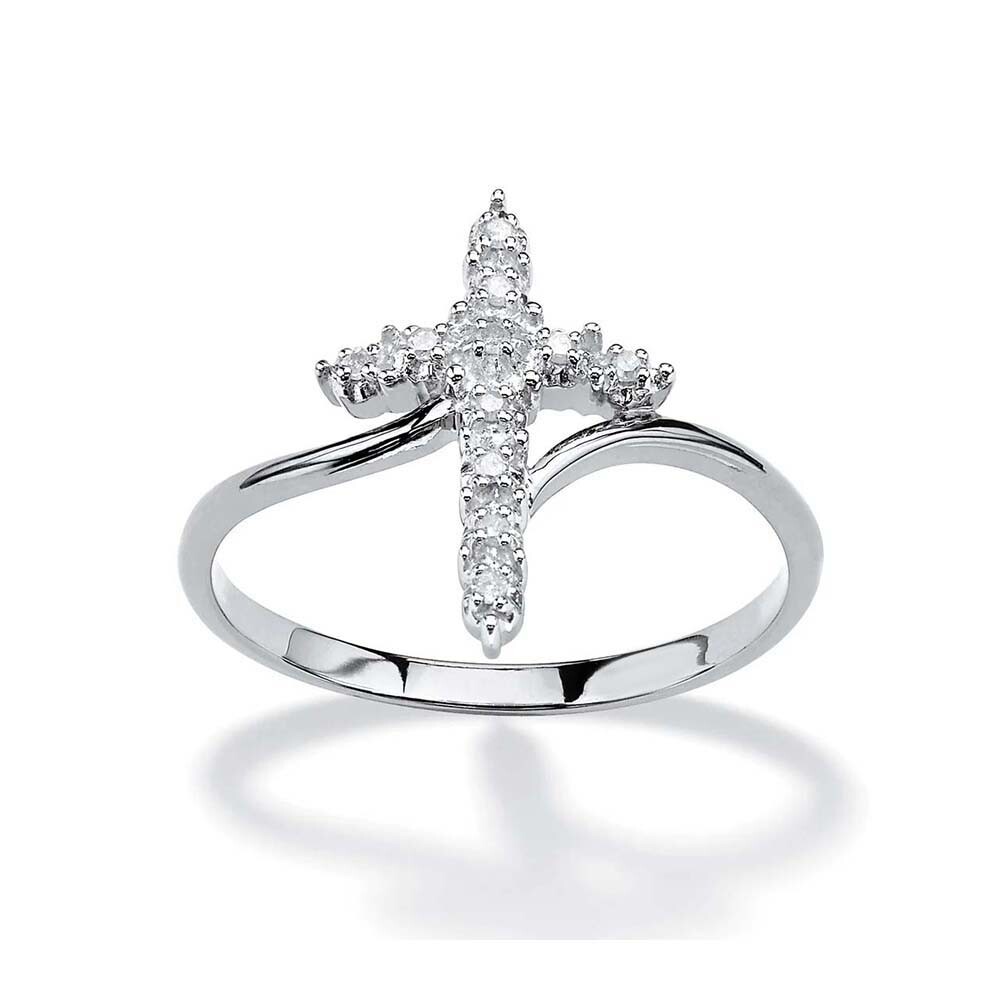 Sterling Silver Classic Clear CZ Religious Cross Fashion Ring Size 6-9 NEW!!