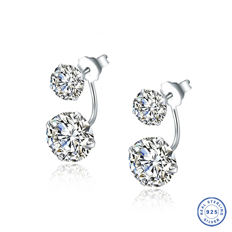 925 Sterling Silver earring CZ Cubic Zirconia clear crystal DLE27