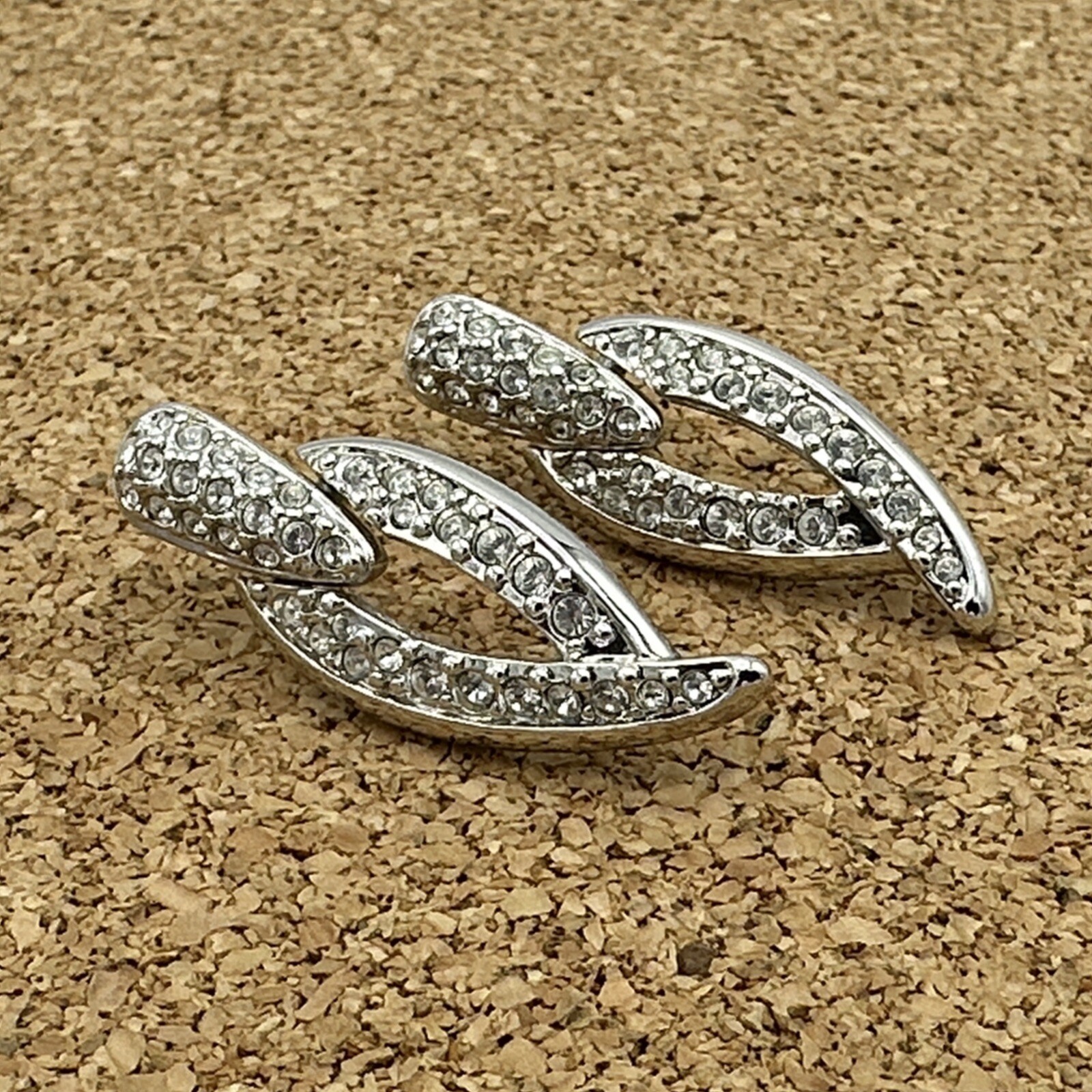 SWAROVSKI door knocker earrings – swan-signed silver-tone clear crystal pavé