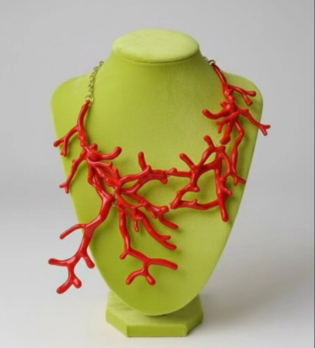 Red Coral Branch Statement Necklace
