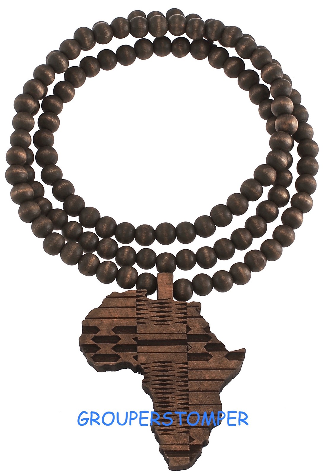Africa Map New Pendant Necklace With 36 Inch Natural Wood Bead Chain