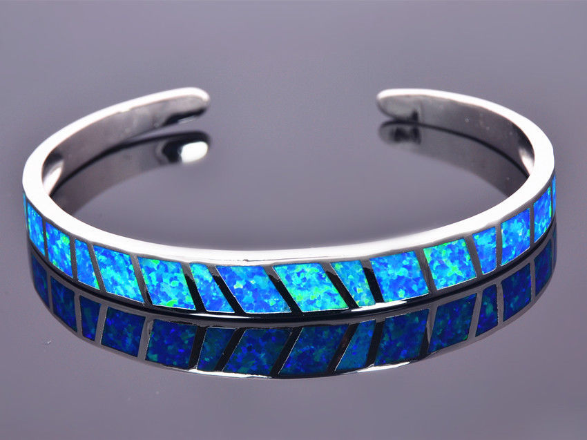 Kivony Fashion Fine Blue Fire Opal Bangles 925 Sterling Sliver Jewelry For Women