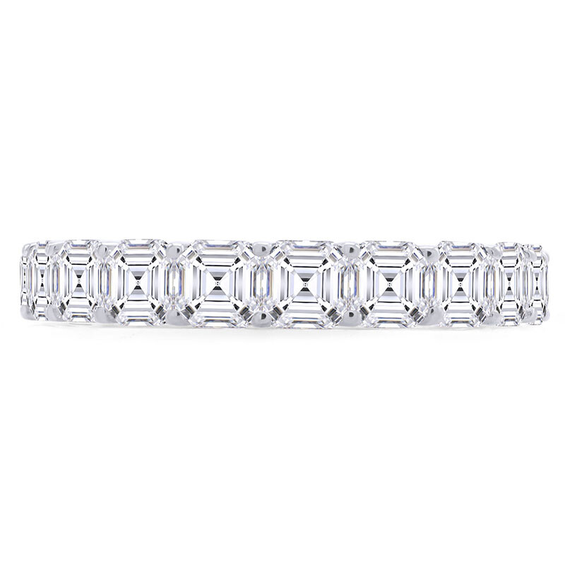 Simulated Asscher Diamond Eternity Band Ring In 14K Gold Plated Silver