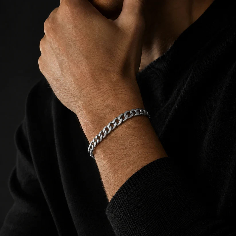 8mm Stripe Bracelet – Silver