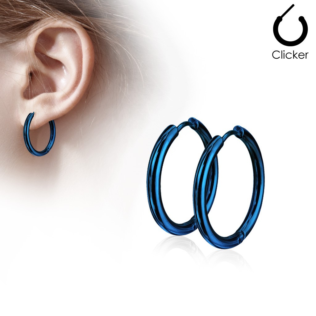 Stainless Steel Plain Endless Hoop Earrings Black-Blue-Silver-Rose Gold Plated