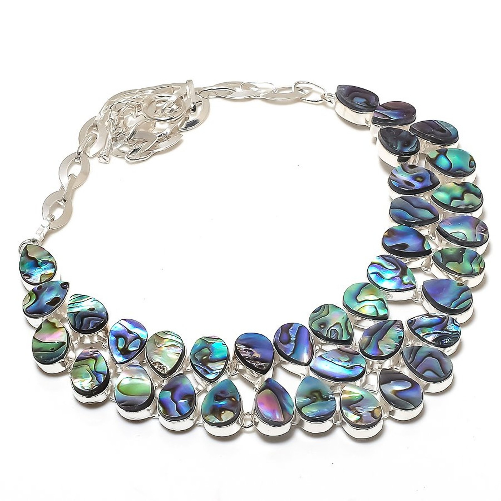 Abalone Shell Pear Shape Gemstone Handmade Fashion Ethnic Jewelry Necklace 18″