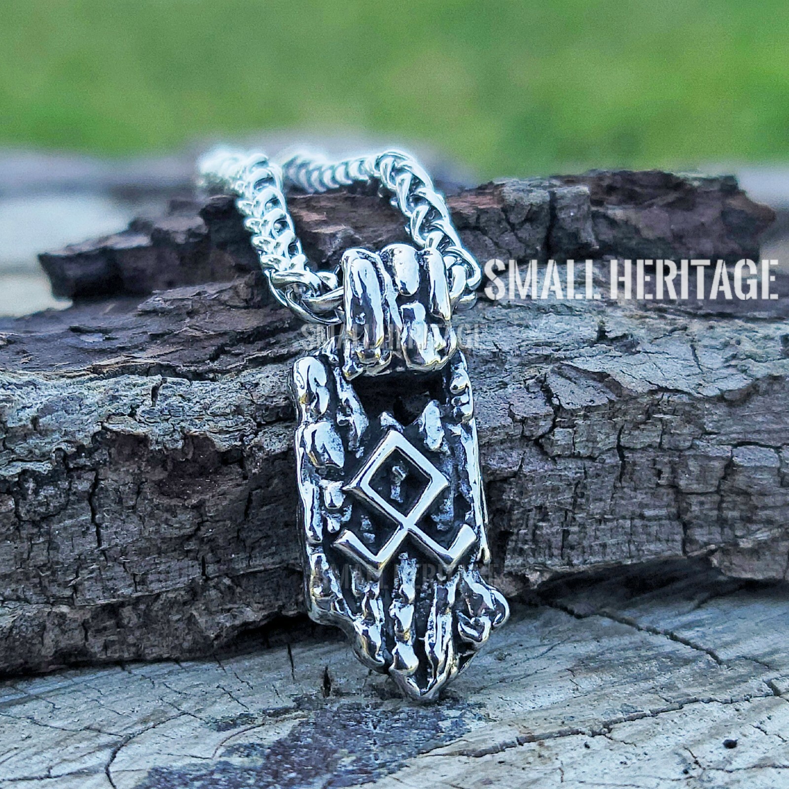 Viking Odal Rune Necklace Stainless Steel Nordic Amulet Odin Symbol Othala Rune