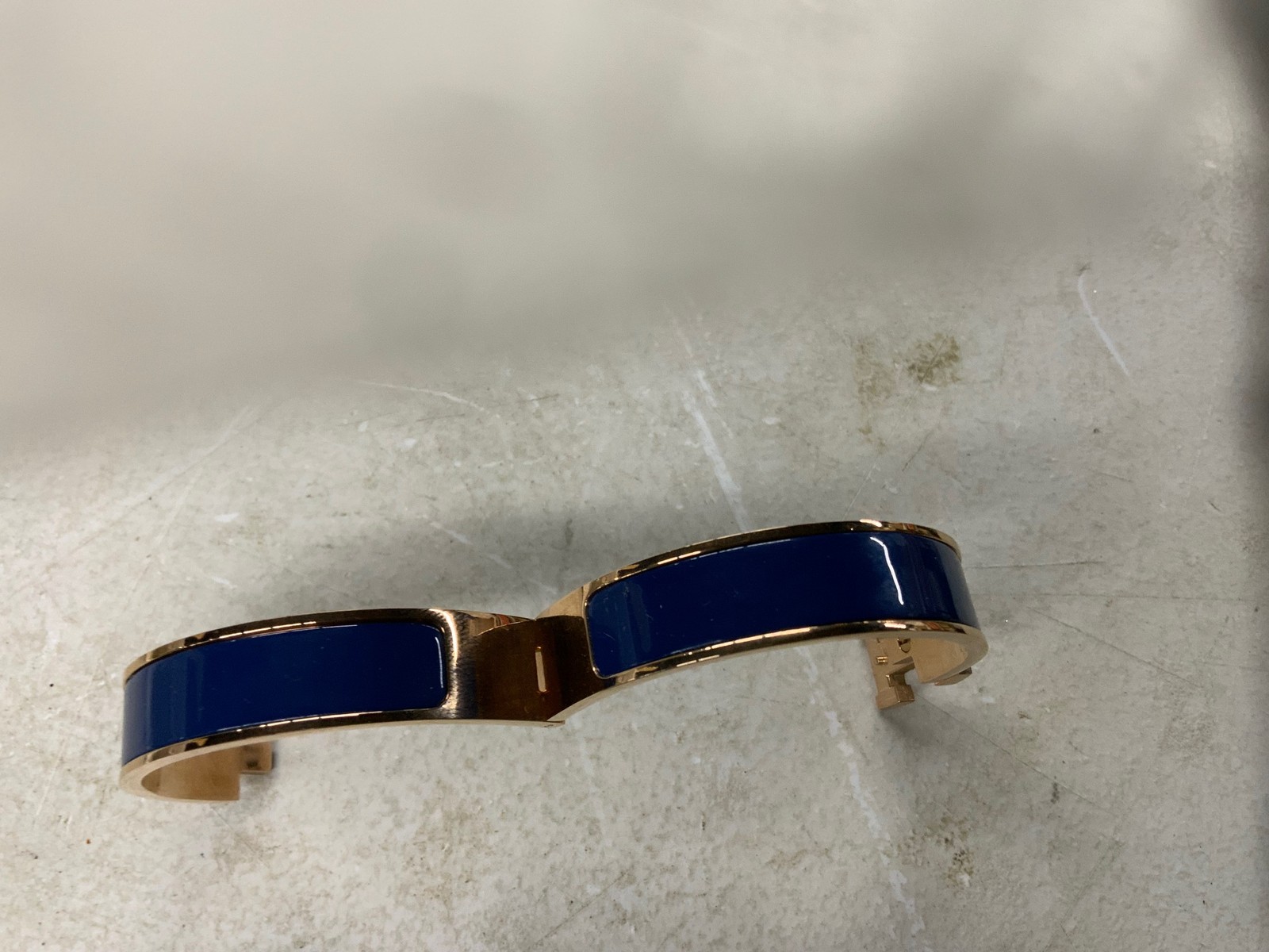 Hermes Clic H Bangle Bracelet Gold And Blue Color Jewelry Accessory