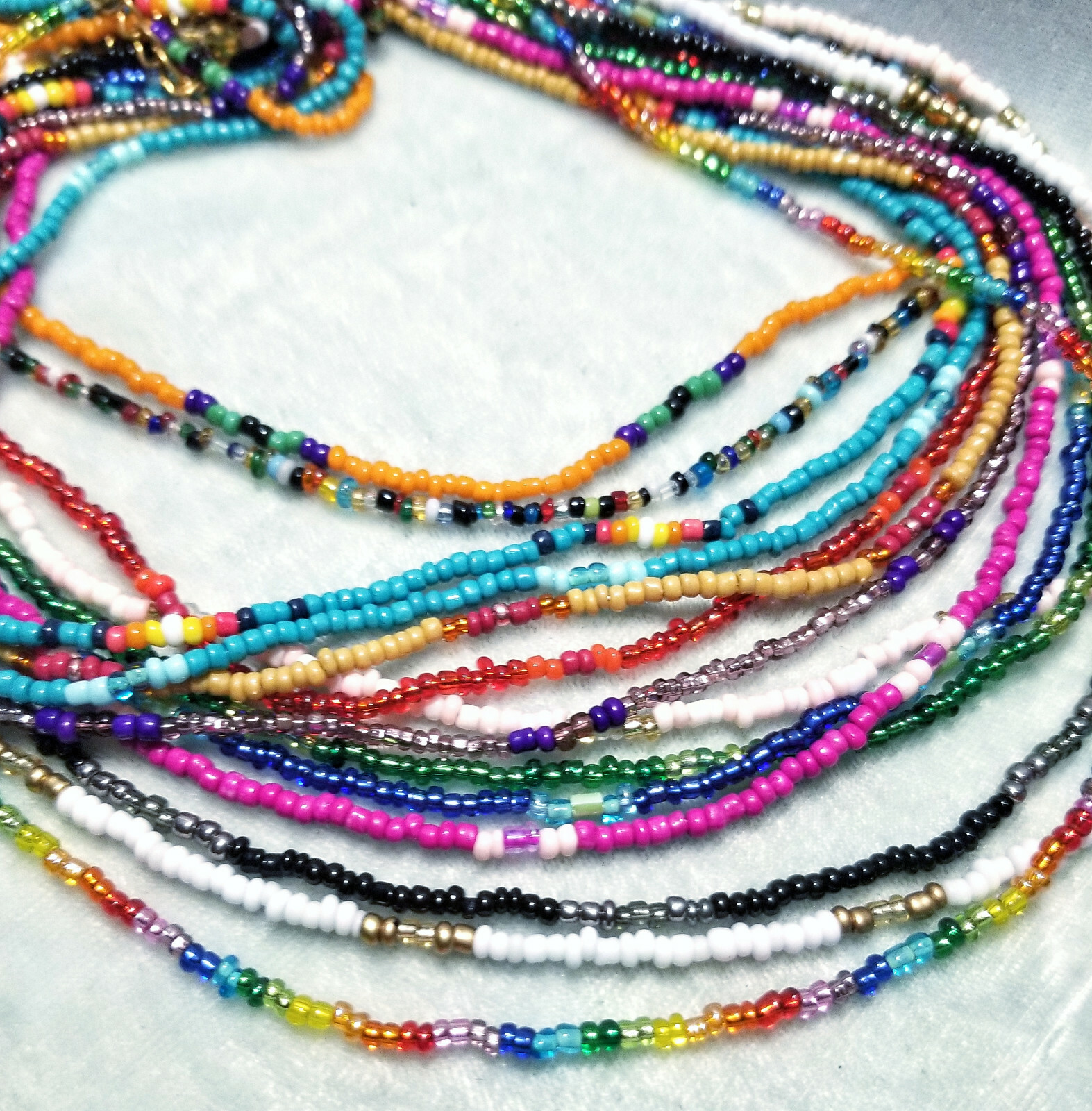 STRONG New Seed Bead Necklace Delicate 16-20″ adjustable HANDMADE USA