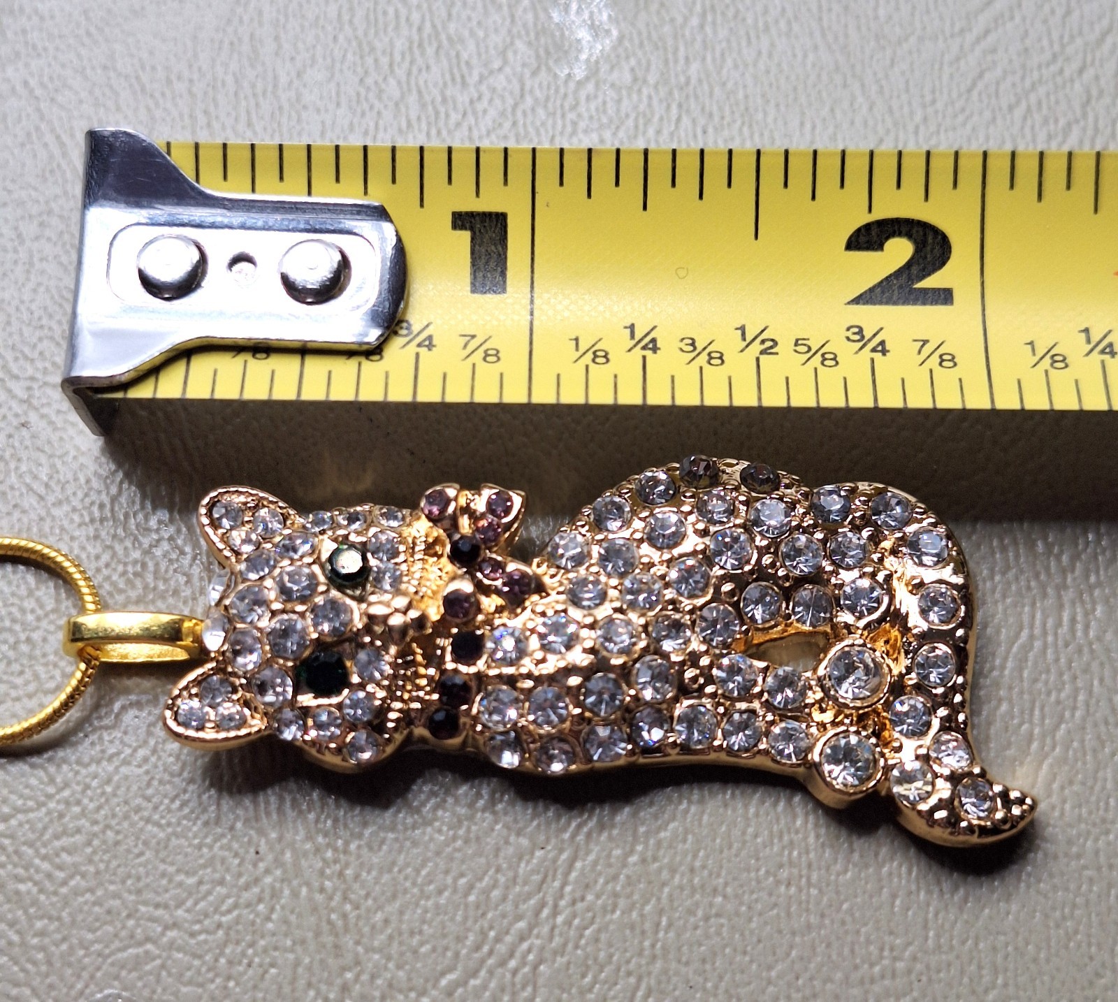 Monet Sparkly Rhinestone Cat Pendant on 18KGP Snake Chain – Refurbished