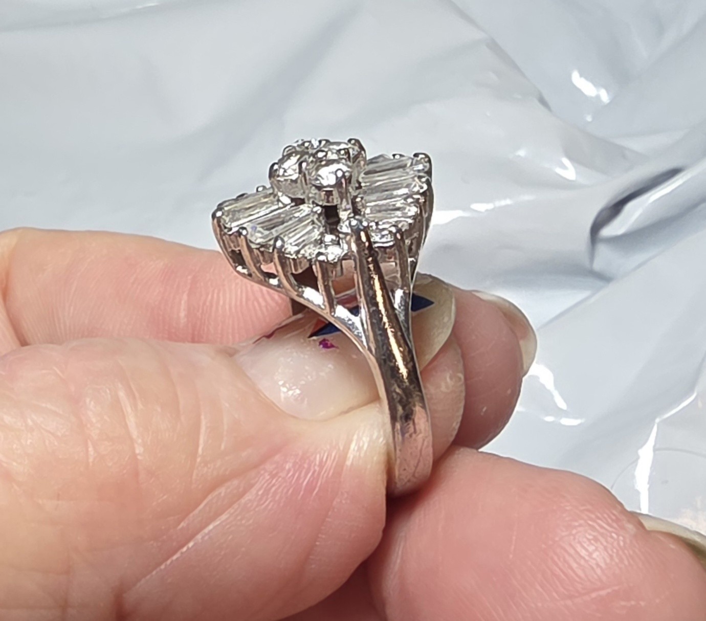 Sterling Silver CZ Cocktail Ring Size 6 3/4