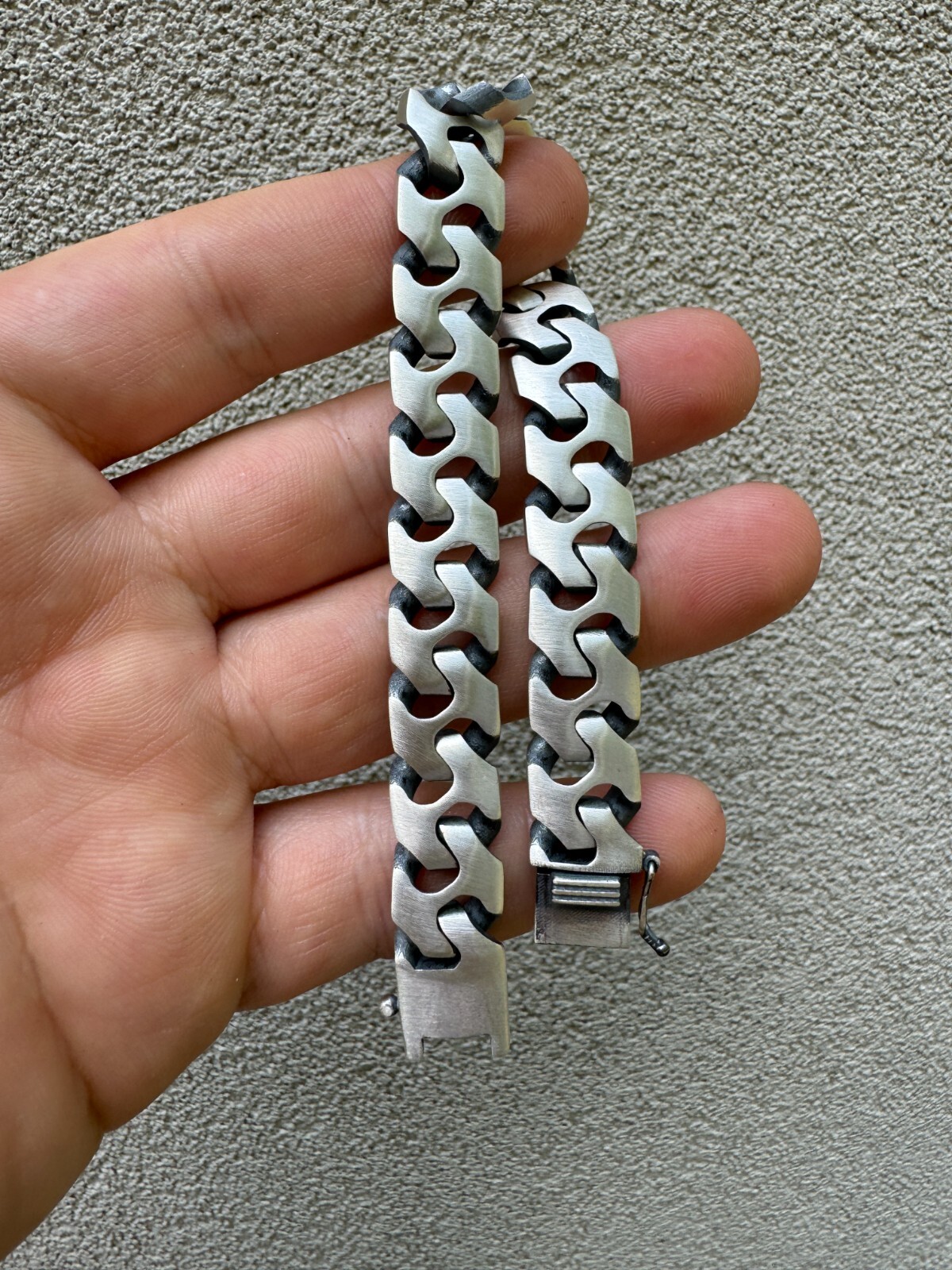Custom Crazy Miami Cuban Link Bracelet 12mm Real 925 Silver Oxidized Finish