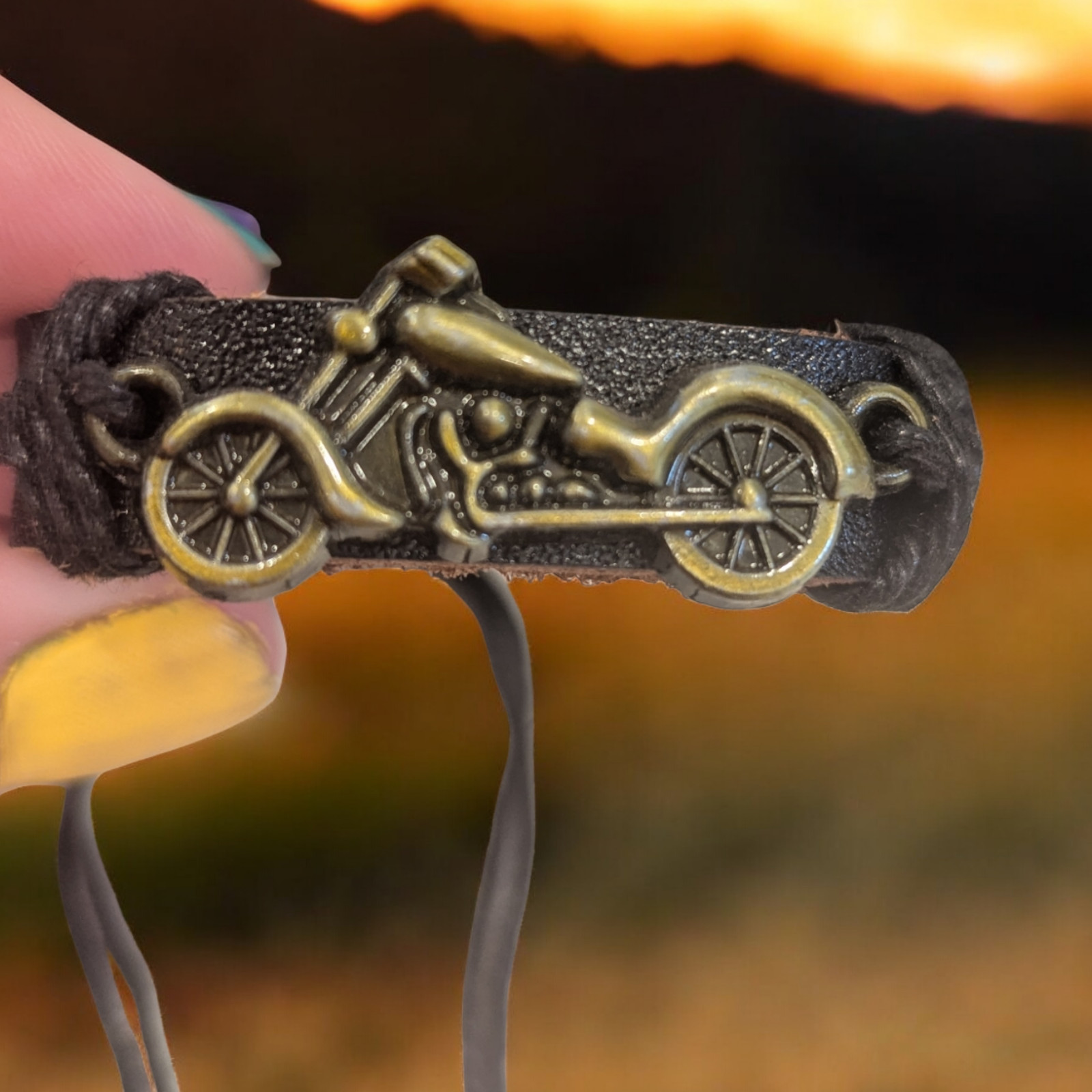 Motorcycle Leather Bracelet / Jewelry / Vegan Leather / Unisex / Motorcycles
