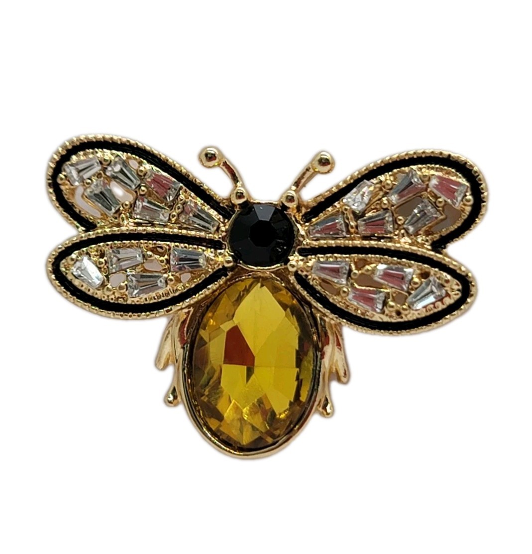 Vintage Bee Brooch Pin – Gold Tone Enamel Honeybee Insect Jewelry Accessory