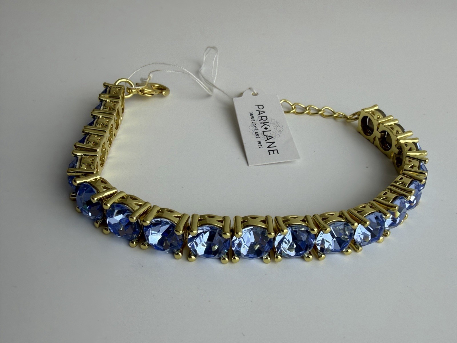 Park Lane Jewelry ~ Blue & Gold Impression Tennis Bracelet NWT