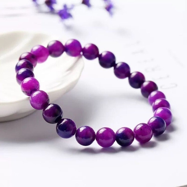 Sugilite 8mm Round Beaded Healing Balance Reiki Women Men stretchy Bracelet Gift