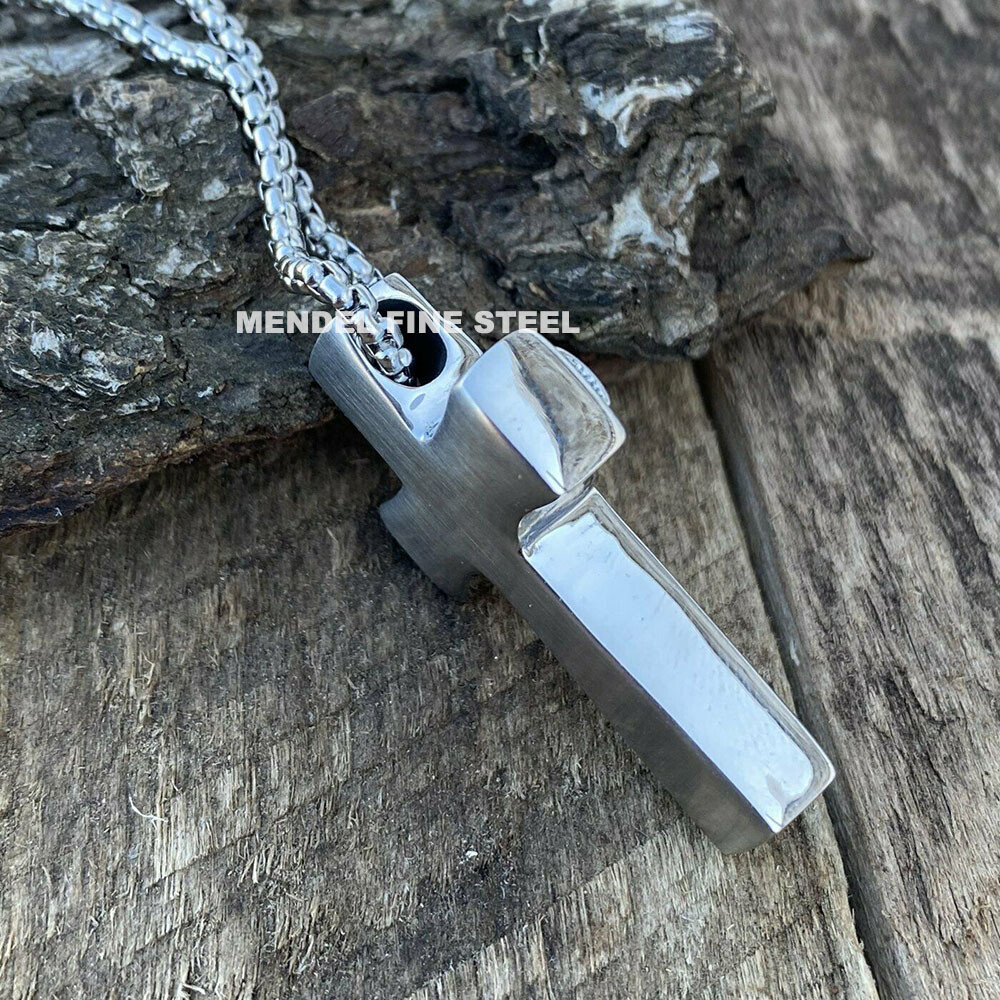 MENDEL Stainless Steel Irish Celtic Trinity Knot Claddagh Cross Pendant Necklace